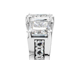 10K White Gold 3.13 Carat E VS1 Princess Diamond Three-Stone Ring with Channel Set Band and Four-Prong Setting