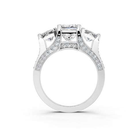 White gold Three-Stone Princess Cut Diamond Ring with Channel-Set Band and Four-Prong Setting_5