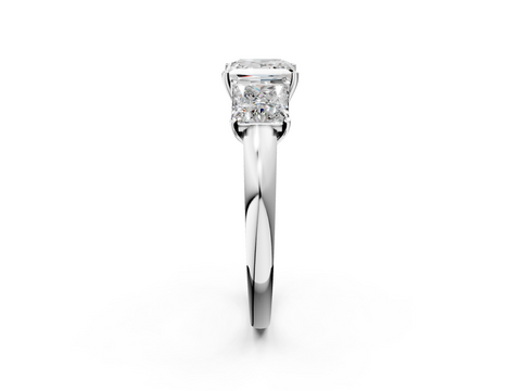 White gold Three-Stone Princess Cut Diamond Ring with Channel-Set Band and Four-Prong Setting_74