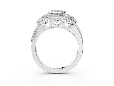 White gold Three-Stone Princess Cut Diamond Ring with Channel-Set Band and Four-Prong Setting_75