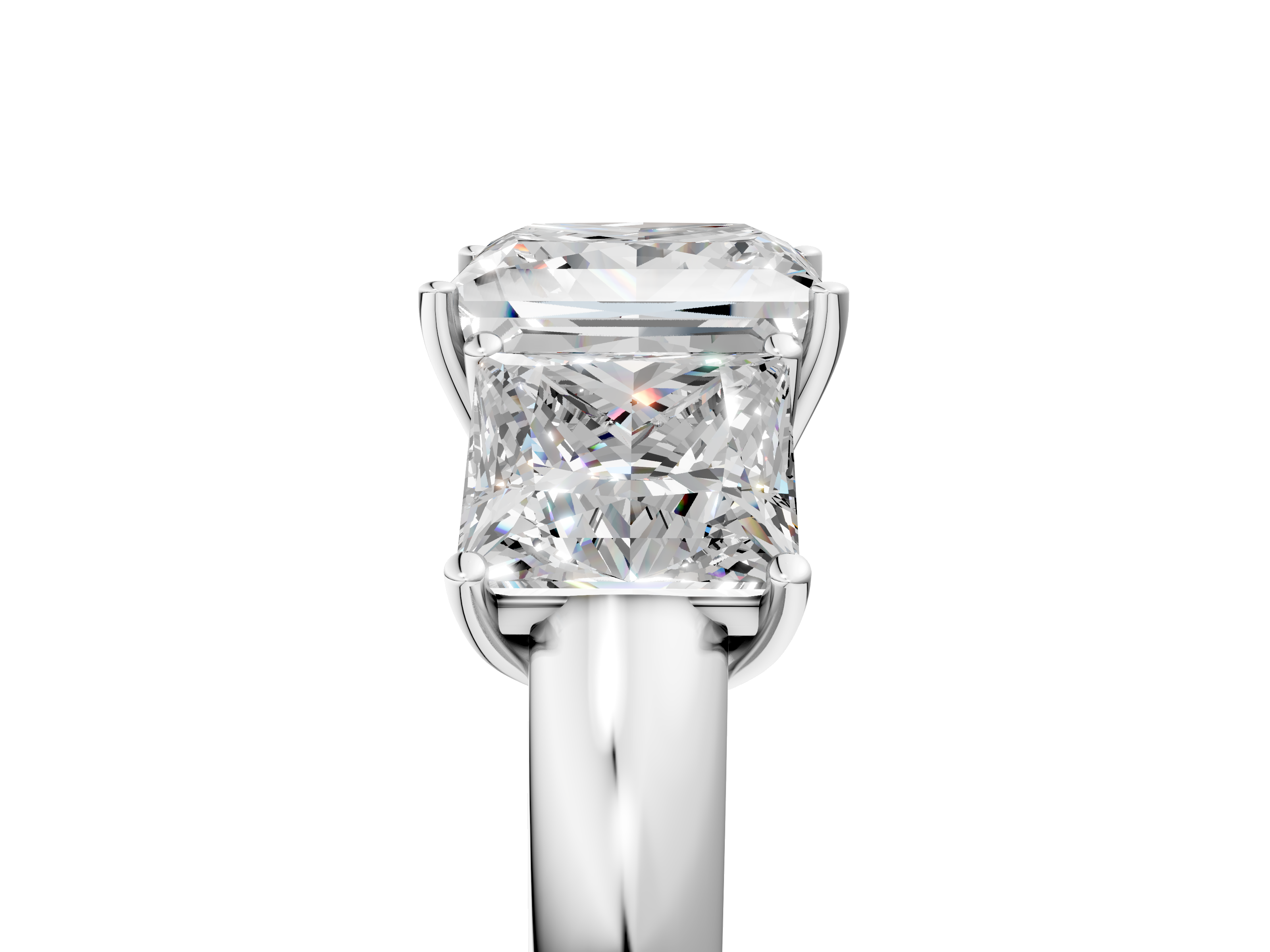 White gold Three-Stone Princess Cut Diamond Ring with Channel-Set Band and Four-Prong Setting_77