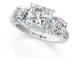 White gold Three-Stone Princess Cut Diamond Ring with Channel-Set Band and Prong Setting_7
