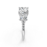 10K White Gold Three-Stone 2.54 Carat E VS1 Princess Cut Diamond Ring with Pavé Band and Prong Setting