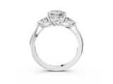 White gold Three-Stone Princess Cut Diamond Ring with Pear Side Stones in Four-Prong Setting_137