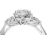 White gold Three-Stone Princess Cut Diamond Ring with Pear Side Stones in Four-Prong Setting_138