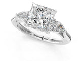 White gold Three-Stone Princess Cut Diamond Ring with Pear  Side Stones in Four-Prong Setting_17