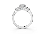 White gold Three-Stone Princess Cut Diamond Ring with Pear  Side Stones in Four-Prong Setting_19