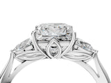 White gold Three-Stone Princess Cut Diamond Ring with Pear  Side Stones in Four-Prong Setting_20