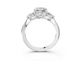 White gold Three-Stone Princess Cut Diamond Ring with Pear  Side Stones in Four-Prong Setting_25