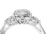 White gold Three-Stone Princess Cut Diamond Ring with Pear  Side Stones in Four-Prong Setting_26