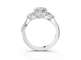 White gold Three-Stone Princess Cut Diamond Ring with Pear  Side Stones in Four-Prong Setting_67