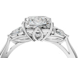 White gold Three-Stone Princess Cut Diamond Ring with Pear  Side Stones in Four-Prong Setting_68