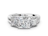 White gold Three-Stone Princess Cut Diamond Ring with Prong Setting and Classic Band_3