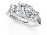 White gold Three-Stone Princess Cut Diamond Ring with Prong Setting and Classic Band_4