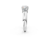 White gold Three-Stone Princess Cut Diamond Ring with Prong Setting and Classic Band_5