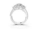 White gold Three-Stone Princess Cut Diamond Ring with Prong Setting and Classic Band_6