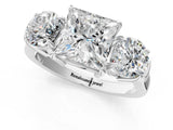 White gold Three-Stone Princess Cut Diamond Ring with Round Accent Stones, Prong Setting, and Classic Band_4