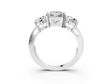 White gold Three-Stone Princess Cut Diamond Ring with Round Side Stones, Classic Band, and Four-Prong Setting_10