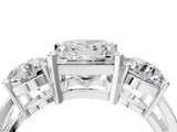 White gold Three-Stone Princess Cut Diamond Ring with Round Side Stones, Classic Band, and Four-Prong Setting_11