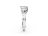White gold Three-Stone Princess Cut Diamond Ring with Round Side Stones, Classic Band, and Four-Prong Setting_9