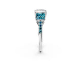 White gold Three-Stone Princess Cut Diamond Ring with Round with Blue Topaz side stone Pavé Band and Prong Setting_14
