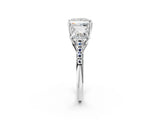White gold Three-Stone Princess Cut Diamond Ring with Round with Moissanite side stone Pavé Band and Prong Setting_14