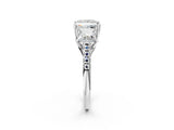 White gold Three-Stone Princess Cut Diamond Ring with Round with Moissanite side stone Pavé Band and Prong Setting_20
