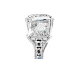 White gold Three-Stone Princess Cut Diamond Ring with Round with Moissanite side stone Pavé Band and Prong Setting_5