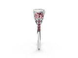 White gold Three-Stone Princess Cut Diamond Ring with Round with Morganite side stone Pavé Band and Prong Setting_14