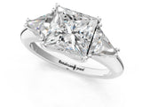 White gold Three-Stone Princess Cut Diamond Ring with Trillion Side Stones and Four-Prong Setting_59