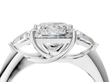 White gold Three-Stone Princess Cut Diamond Ring with Trillion Side Stones and Four-Prong Setting_62