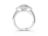 White gold Three-Stone Princess Cut Diamond Ring with Trillion Side Stones and Four-Prong Setting_64