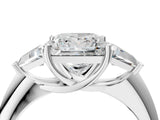 White gold Three-Stone Princess Cut Diamond Ring with Trillion Side Stones and Four-Prong Setting_82
