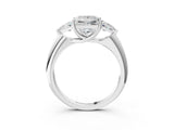 White gold Three-Stone Princess Cut Diamond Ring with Trillion Side Stones and Four-Prong Setting_84
