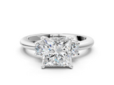 White gold Three-Stone Princess Cut Diamond Solitaire with Prong Setting and Classic Band_75