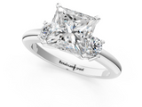 White gold Three-Stone Princess Cut Diamond Solitaire with Prong Setting and Classic Band_76