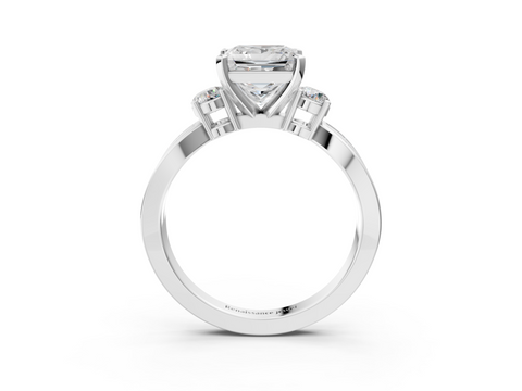 White gold Three-Stone Princess Cut Diamond Twist Band with Prong Setting_59