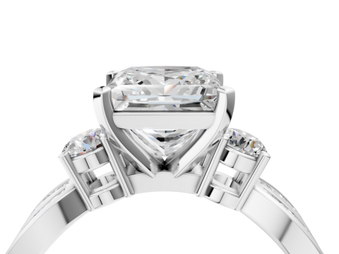 White gold Three-Stone Princess Cut Diamond Twist Band with Prong Setting_60