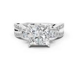 White gold Three-Stone Princess Cut Diamond Twist Band with Prong Setting_62