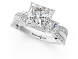 White gold Three-Stone Princess Cut Diamond Twist Band with Prong Setting_63
