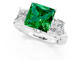White gold Three-Stone Princess Cut Emerald Braided Band Ring with Four-Prong Setting_31