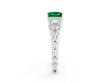 White gold Three-Stone Princess Cut Emerald Braided Band Ring with Four-Prong Setting_32