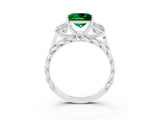 White gold Three-Stone Princess Cut Emerald Braided Band Ring with Four-Prong Setting_33