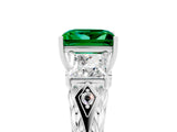 White gold Three-Stone Princess Cut Emerald Braided Band Ring with Four-Prong Setting_35