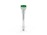 White gold Three-Stone Princess Cut Emerald Pavé Band with Four-Prong Setting_2
