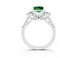 White gold Three-Stone Princess Cut Emerald Pavé Band with Four-Prong Setting_3
