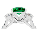 White gold Three-Stone Princess Cut Emerald Pavé Band with Four-Prong Setting_4