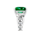 White gold Three-Stone Princess Cut Emerald Pavé Band with Four-Prong Setting_5