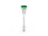 White gold Three-Stone Princess Cut Emerald Ring with Pear Side Stones and Four-Prong Setting_2