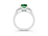 White gold Three-Stone Princess Cut Emerald Ring with Pear Side Stones and Four-Prong Setting_3
